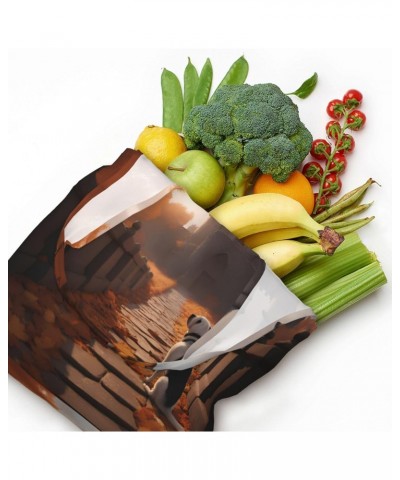 Dogs In The Fall Extra Large Capacity Shoulder Canvas Bag For Shopping Travel Daily Use $13.59 Totes