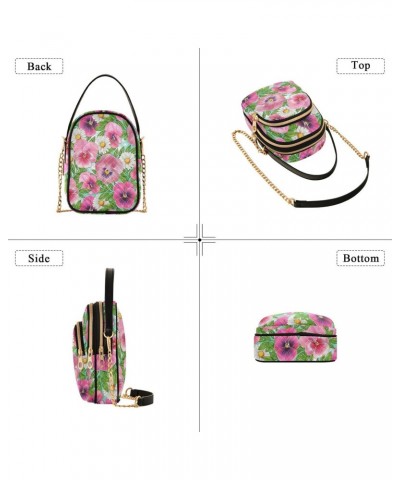 Daisy Flowers Small Crossbody Handbag for Women Mini Over Shoulder Purse with Three Zippered Pockets Durable Wallet Purses fo...