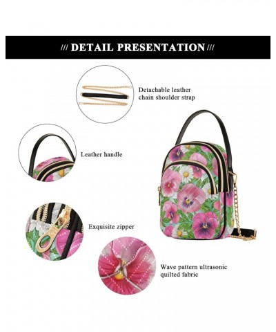 Daisy Flowers Small Crossbody Handbag for Women Mini Over Shoulder Purse with Three Zippered Pockets Durable Wallet Purses fo...