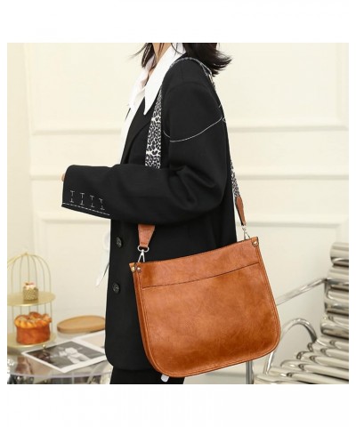 Women Vegan Leather Crossbody Bags, Crossbody Purse with Guitar Strap Handbag Shoulder Bag with Keyring Bracelet Brown $24.50...