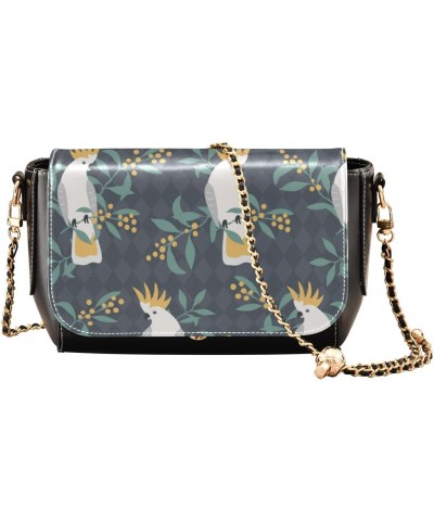 Yellow Parrots Plaid Cross Bag Women Beauty Small Black Purses with Credit Card Slots Black Small Purse $21.59 Crossbody Bags