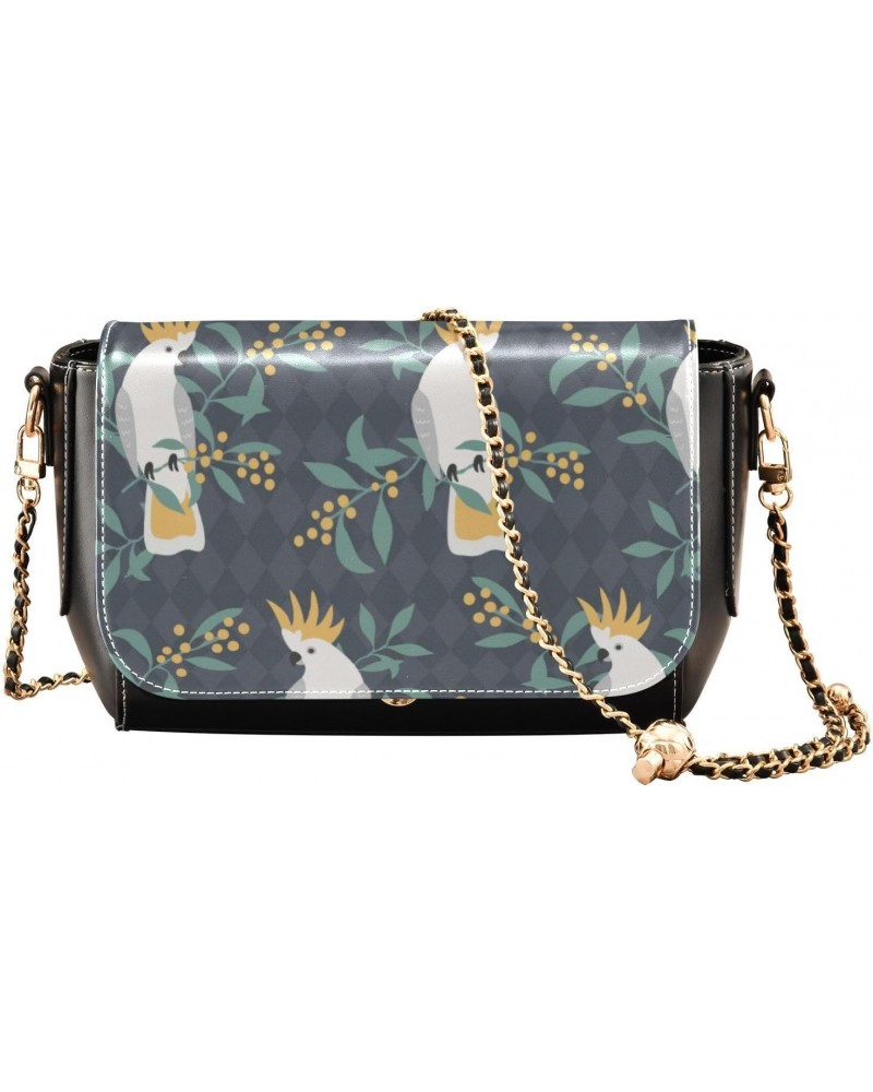 Yellow Parrots Plaid Cross Bag Women Beauty Small Black Purses with Credit Card Slots Black Small Purse $21.59 Crossbody Bags