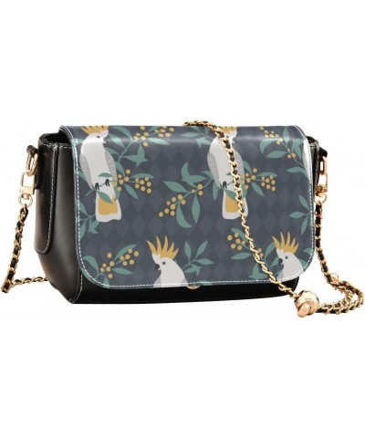 Yellow Parrots Plaid Cross Bag Women Beauty Small Black Purses with Credit Card Slots Black Small Purse $21.59 Crossbody Bags