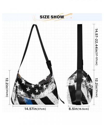 Unisex Shoulder Bag Crossbody Handbag Thin-blue-line-flag-patriotic Women Casual Hobo Bag Lightweight PU Leather Tote $17.64 ...