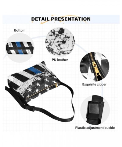 Unisex Shoulder Bag Crossbody Handbag Thin-blue-line-flag-patriotic Women Casual Hobo Bag Lightweight PU Leather Tote $17.64 ...