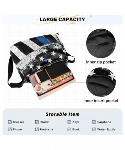 Unisex Shoulder Bag Crossbody Handbag Thin-blue-line-flag-patriotic Women Casual Hobo Bag Lightweight PU Leather Tote $17.64 ...