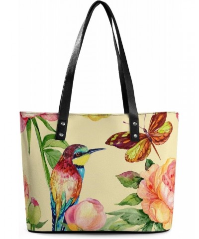 Womens Handbag Bird Butterfly Leather Tote Bag Top Handle Satchel Bags For Lady $17.50 Totes