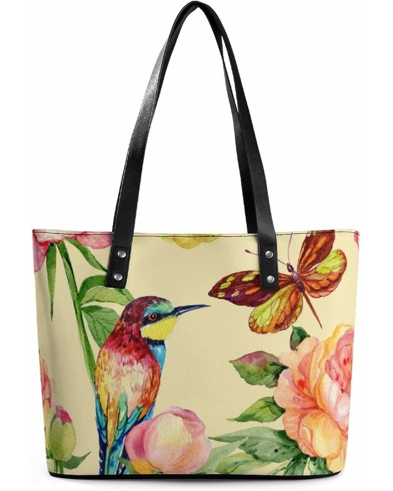 Womens Handbag Bird Butterfly Leather Tote Bag Top Handle Satchel Bags For Lady $17.50 Totes