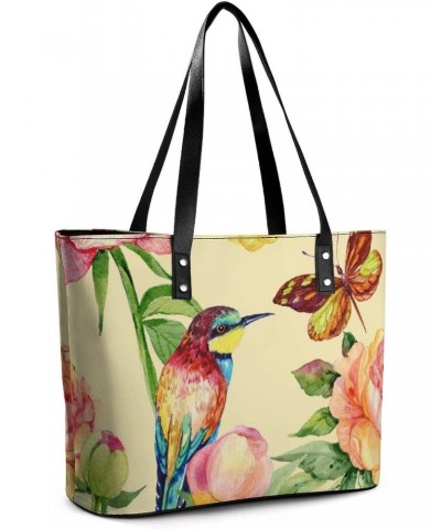 Womens Handbag Bird Butterfly Leather Tote Bag Top Handle Satchel Bags For Lady $17.50 Totes