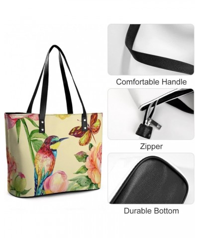 Womens Handbag Bird Butterfly Leather Tote Bag Top Handle Satchel Bags For Lady $17.50 Totes