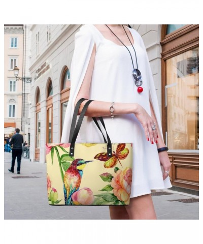 Womens Handbag Bird Butterfly Leather Tote Bag Top Handle Satchel Bags For Lady $17.50 Totes