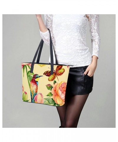 Womens Handbag Bird Butterfly Leather Tote Bag Top Handle Satchel Bags For Lady $17.50 Totes