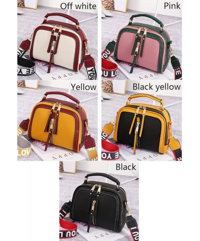 Women Small Top-handle Bag Two-color Stitching Crossbody Bags Shoulder Bag Purse-Yellow Pink $31.21 Totes