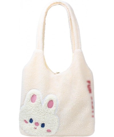 Plush Shoulder Handbag Cute Bear fluffy Tote Handbag Large faux Lamb Wool Shopping Bag 07887 Rabbit $14.34 Totes