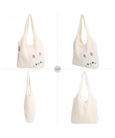 Plush Shoulder Handbag Cute Bear fluffy Tote Handbag Large faux Lamb Wool Shopping Bag 07887 Rabbit $14.34 Totes