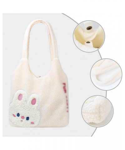 Plush Shoulder Handbag Cute Bear fluffy Tote Handbag Large faux Lamb Wool Shopping Bag 07887 Rabbit $14.34 Totes