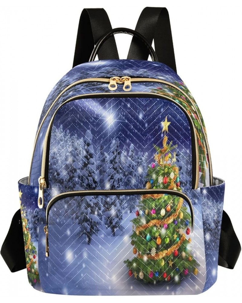 Colorful Christmas Tree Snow Women Backpack Purse Ladies Fashion Shoulder Bag Daypack Travel Bag 10L Small $19.59 Backpacks