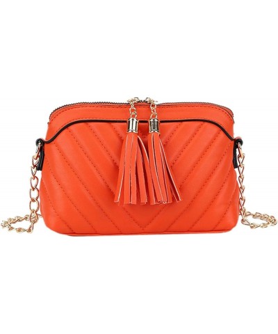 Womens Small Embossed Tassels Crossbody Shoulder Bag Scarlet $29.89 Crossbody Bags