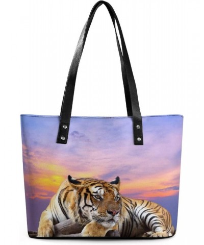 Womens Handbag Tiger Leather Tote Bag Top Handle Satchel Bags For Lady $15.40 Totes