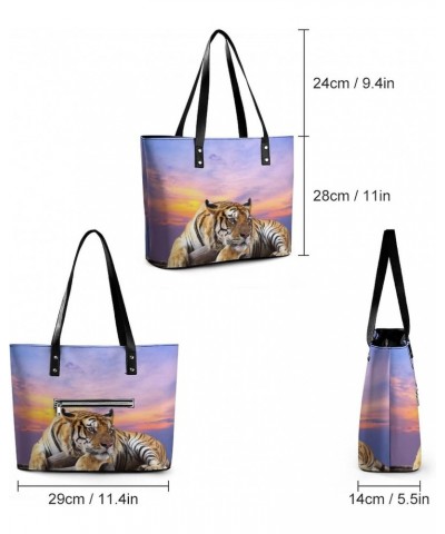 Womens Handbag Tiger Leather Tote Bag Top Handle Satchel Bags For Lady $15.40 Totes