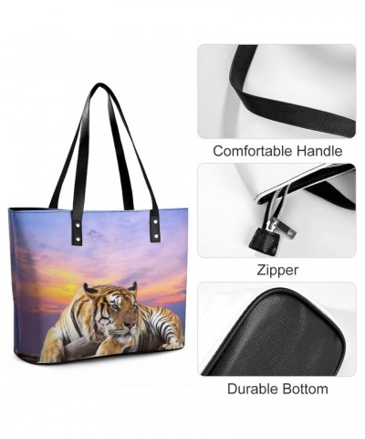 Womens Handbag Tiger Leather Tote Bag Top Handle Satchel Bags For Lady $15.40 Totes