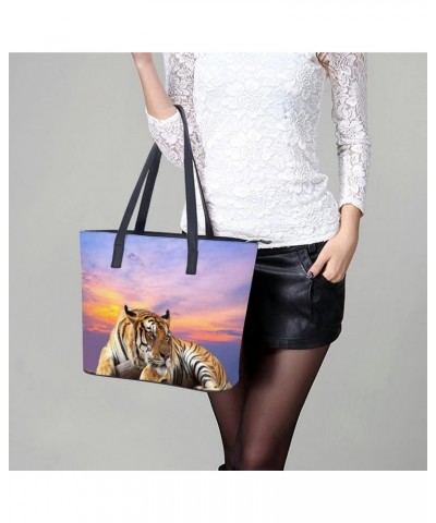 Womens Handbag Tiger Leather Tote Bag Top Handle Satchel Bags For Lady $15.40 Totes