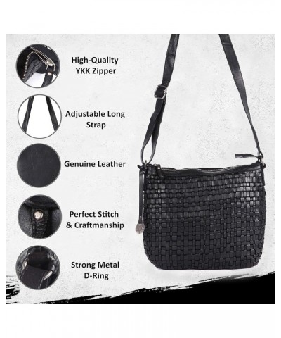 Genuine Leather Crossbody Sling Bag for Women, Purse for Women Trendy Casual Office Bag with Adjustable Strap Black $40.48 Cr...