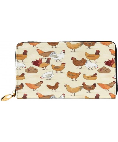 Long Handbag Purse Wristlet Bag Card Holder Wallet-Chicken Hen Leather Wallet For Women Men $22.08 Wristlets