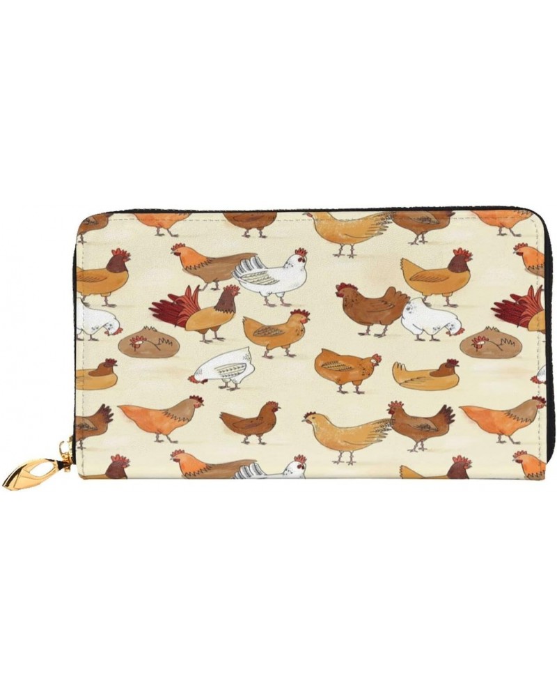 Long Handbag Purse Wristlet Bag Card Holder Wallet-Chicken Hen Leather Wallet For Women Men $22.08 Wristlets