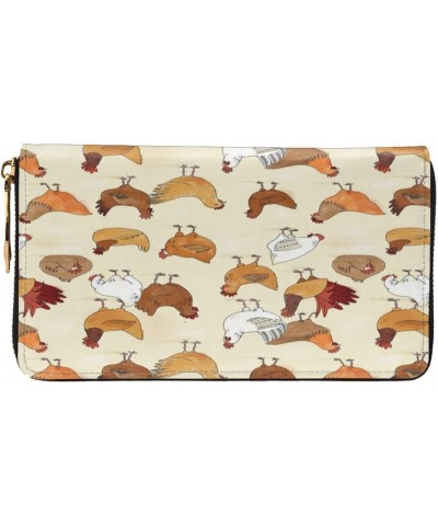 Long Handbag Purse Wristlet Bag Card Holder Wallet-Chicken Hen Leather Wallet For Women Men $22.08 Wristlets