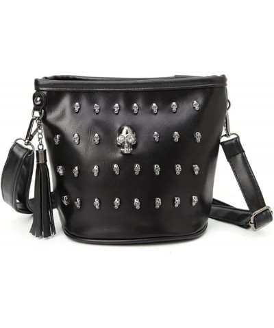 Womens Personalise Punk Rivet Skull Shoulder Bag Handbag Black Type B $9.68 Crossbody Bags