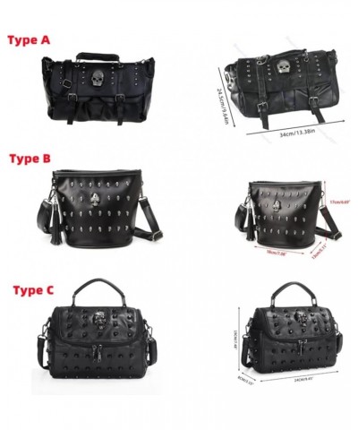 Womens Personalise Punk Rivet Skull Shoulder Bag Handbag Black Type B $9.68 Crossbody Bags