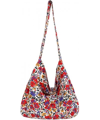 Summer Flower Beach Bag Everything Tote Bag Shoulder Bag Vintage Cute Hobo Bags Women Summer Holiday Work Travel Bag B Red $1...