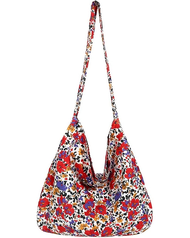 Summer Flower Beach Bag Everything Tote Bag Shoulder Bag Vintage Cute Hobo Bags Women Summer Holiday Work Travel Bag B Red $1...