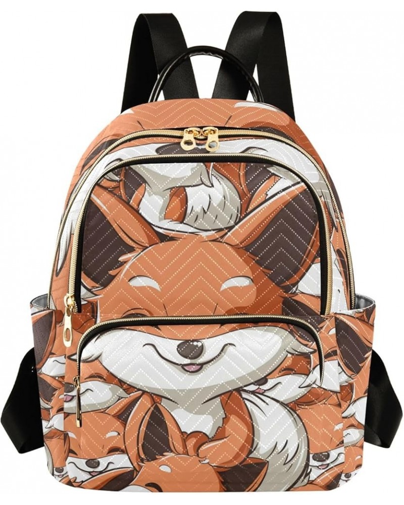 Small Backpack Purse for Women, Happy Foxes Travel Bag Casual Daypack Shoulder Bag Small $17.64 Backpacks