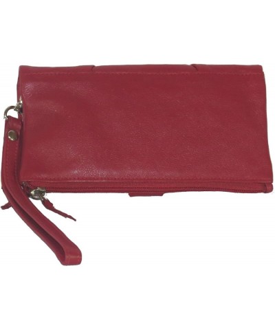 Women Soft Genuine Leather Organizer Wristlet Wallet 2836 Red $16.80 Wallets