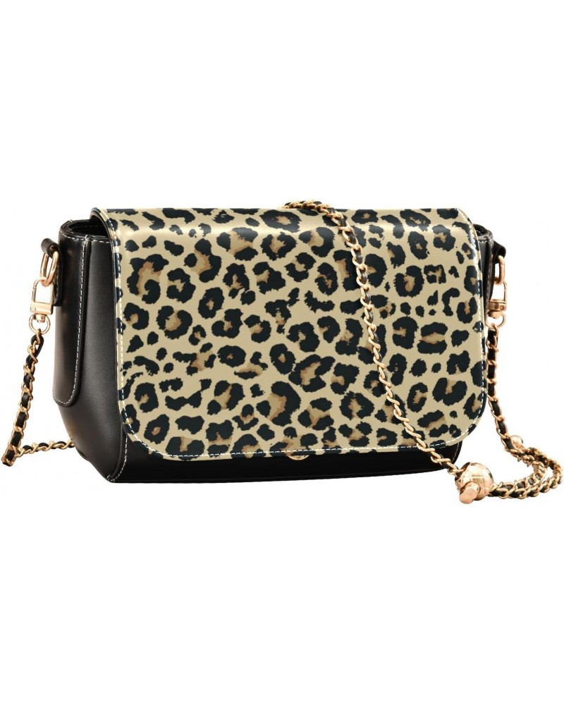 Crossbody Handbag Leopard Pattern Animal Print PU Leather Shoulder Bag Sturdy Travel Pouch Compact Chic Bag for Women Everyda...