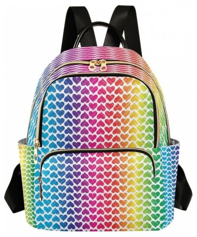 Fashion Backpack Mini Backpack Purse Casual Daily Backpack Rainbow Love Hearts for Travel for College Work Medium $16.72 Back...