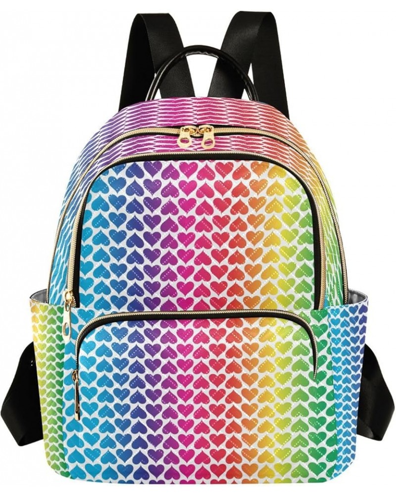 Fashion Backpack Mini Backpack Purse Casual Daily Backpack Rainbow Love Hearts for Travel for College Work Medium $16.72 Back...