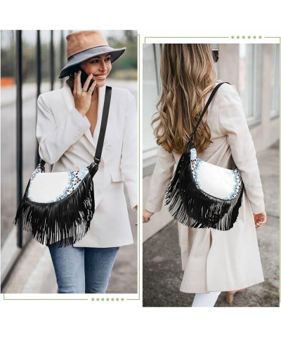 Women Fringe Tassel Cross Body Bag Cute Koala Flower White Leisure Shoulder Bag Color135 $11.36 Crossbody Bags