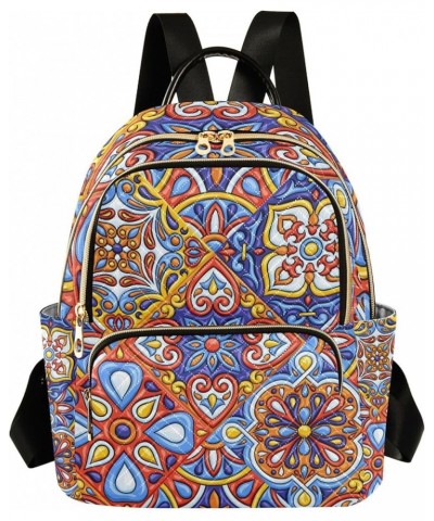 Mexican Ethnic Moroccan Backpack for Women Shoulder Bag Lightweight Mini Backpack Casual Daypack Back Pack for Travel Small(1...