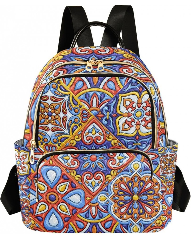 Mexican Ethnic Moroccan Backpack for Women Shoulder Bag Lightweight Mini Backpack Casual Daypack Back Pack for Travel Small(1...