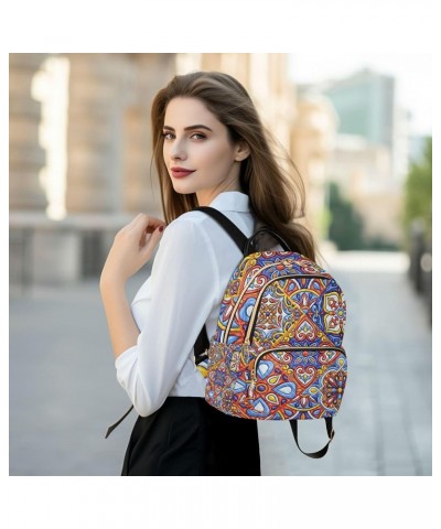 Mexican Ethnic Moroccan Backpack for Women Shoulder Bag Lightweight Mini Backpack Casual Daypack Back Pack for Travel Small(1...