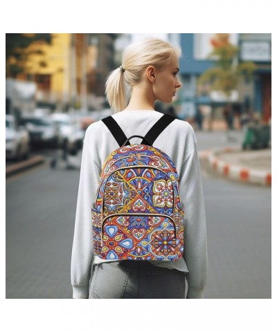 Mexican Ethnic Moroccan Backpack for Women Shoulder Bag Lightweight Mini Backpack Casual Daypack Back Pack for Travel Small(1...