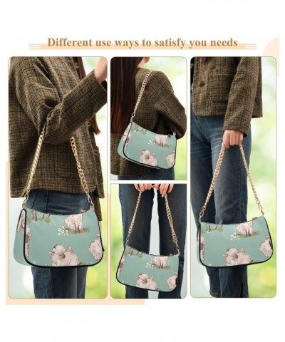 Shoulder Bag Watercolor Sheep Women Clutch Handbag Shoulder Purch Date Chain Bag Tote Bag Spring Holiday Birthday Gift for Gi...