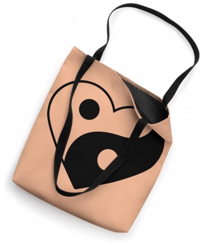 COLOR OF THE YEAR 2024 - Yin Yang PEACH FUZZ HEART BLACK Tote Bag $13.00 Totes