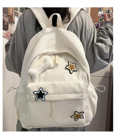 Kawaii Backpack Large Capacity corduroy for Women With Accessories Cute Trendy Fashion Travel Outdoor Weekend (brown) White $...