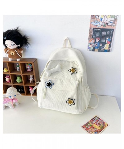 Kawaii Backpack Large Capacity corduroy for Women With Accessories Cute Trendy Fashion Travel Outdoor Weekend (brown) White $...