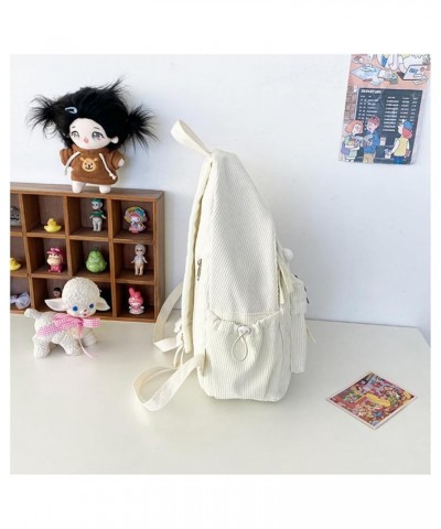 Kawaii Backpack Large Capacity corduroy for Women With Accessories Cute Trendy Fashion Travel Outdoor Weekend (brown) White $...