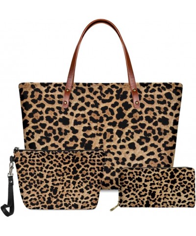 Women Fashion Handbags Wallet Tote Bag Shoulder Bag Top Handle Satchel Purse Set 3pcs Leopard $30.77 Totes